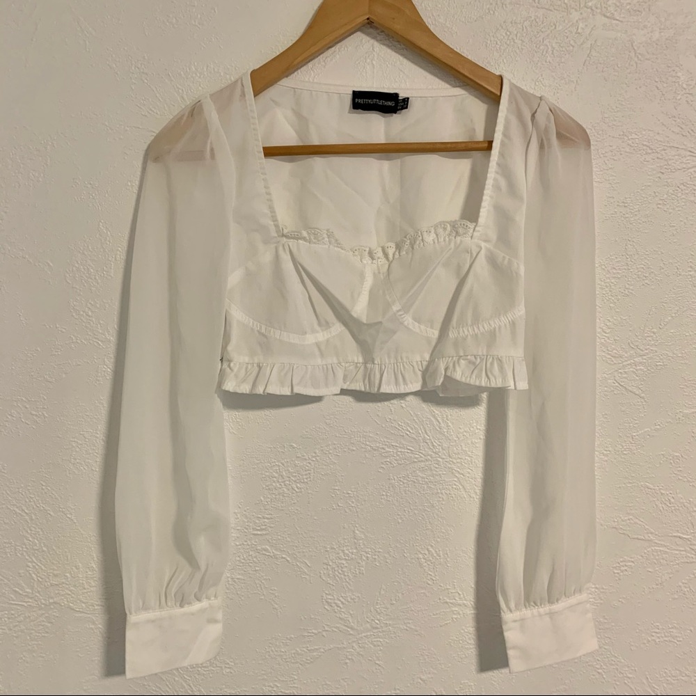Pretty Little Thing long sleeve crop top size 0